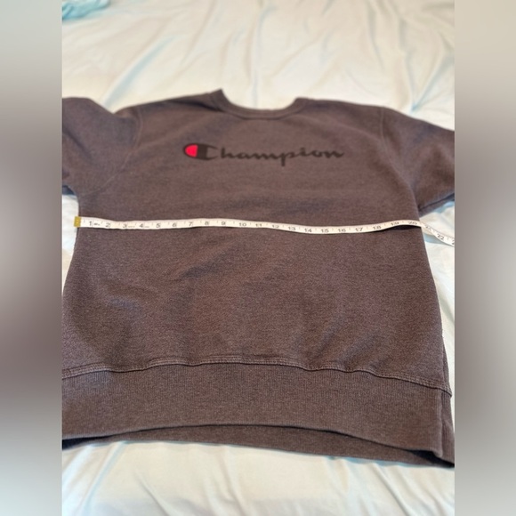 Champion Y2K Pullover Sweatshirt Men's M Dark Gray Spell Out Logo Crew Neck. - Picture 3 of 11